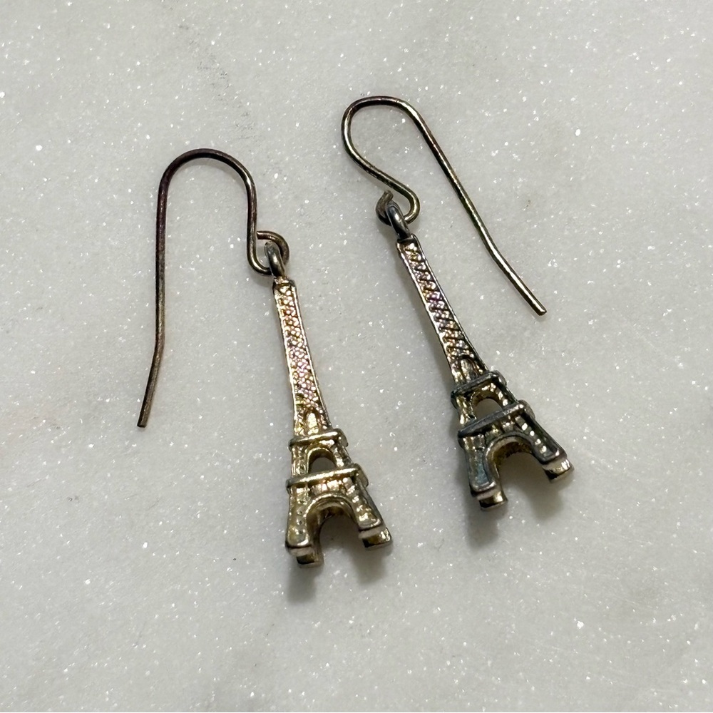 Gold Plated Eiffel Tower Dangling Earrings